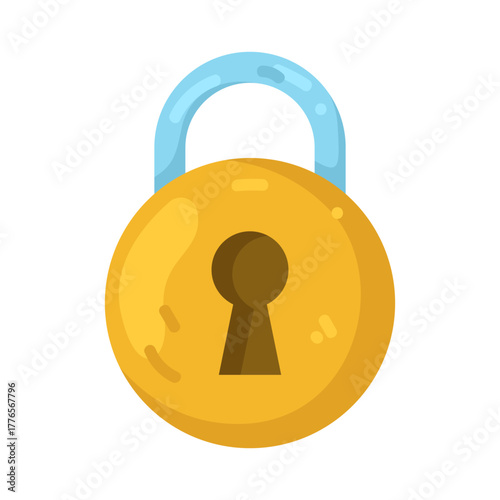 Illustration of Blue and Gold Padlock