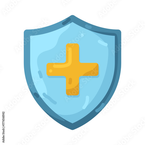 Illustration of Shield with Plus Sign 
