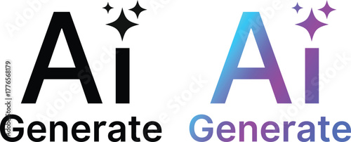 Generative AI logo icon set. Artificial Intelligence Creation symbol. Ai generate icons collection. magic sparkle stars symbol