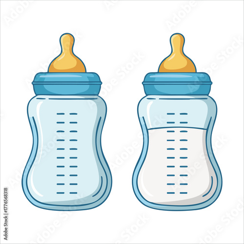 newborn feeding bottle with ounce measurement indicators vector art isolated on white background