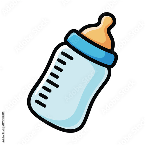 newborn feeding bottle with ounce measurement indicators vector art isolated on white background