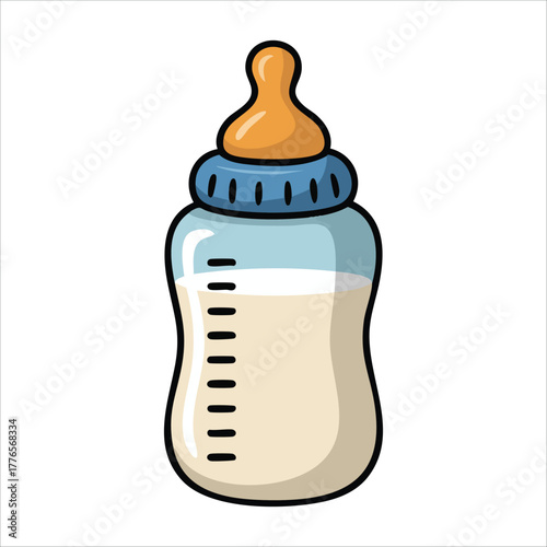cartoon baby bottle with measurement markings vector art isolated on white background