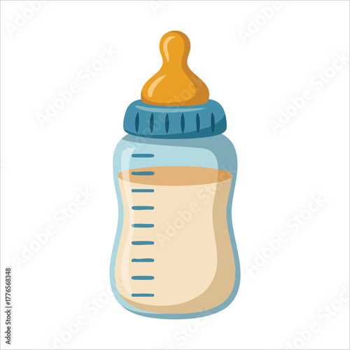 cartoon baby bottle with measurement markings vector art isolated on white background