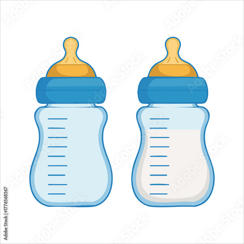 cartoon baby bottle with measurement markings vector art isolated on white background