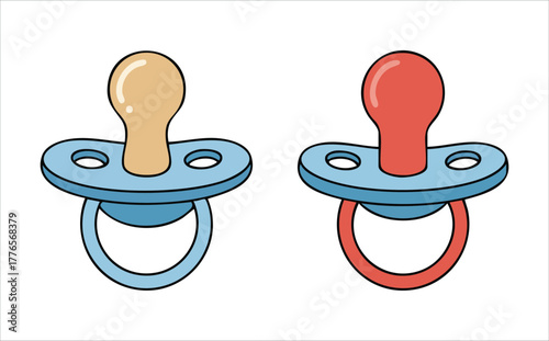 cartoon baby pacifier with shield and nipple vector art isolated on white background