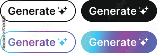 Generative AI logo icon set. Artificial Intelligence Creation symbol. Ai generate icons collection. magic sparkle stars symbol
