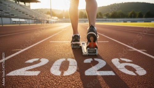 Runner track 2026 signifies athletic sport fitness, driven by competition race training exercise, fueled by motivation future determination perseverance health