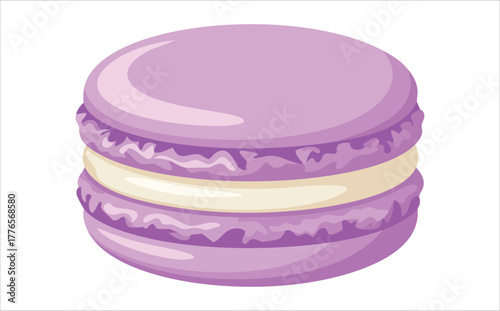 tasty macaron cookie with smooth shell and filling vector art isolated on white background
