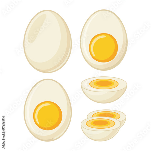 multiple egg preparations in cute cartoon style vector art isolated on white background