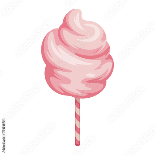 pink cotton candy cloud with sugary texture vector art isolated on white background