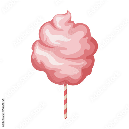 pink cotton candy cloud with sugary texture vector art isolated on white background