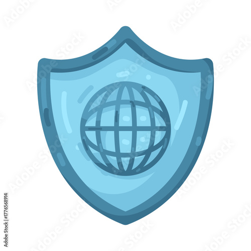 Illustration of Global Network Security Shield 