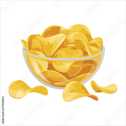 assorted potato chips collection with various shapes vector art isolated on white background