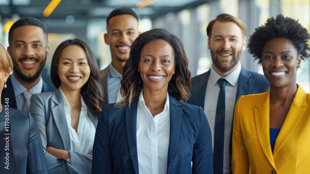 Fototapeta premium Diverse Business Team Standing Together in Office – Inclusion and Collaboration