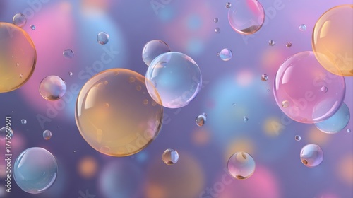 Soft iridescent spheres floating in air