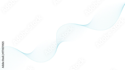 Elegant flowing teal lines create a modern abstract wave on a clean white backdrop