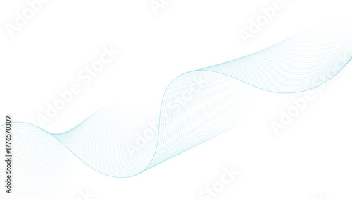 Modern flowing cyan line design element on white background for creative projects