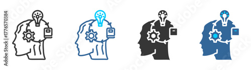 Knowledge icon set multiple style collection	
