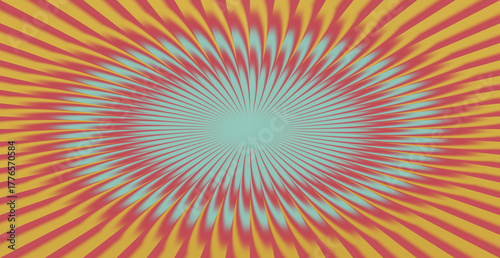 Abstract radial pattern with red and yellow colors on blue background