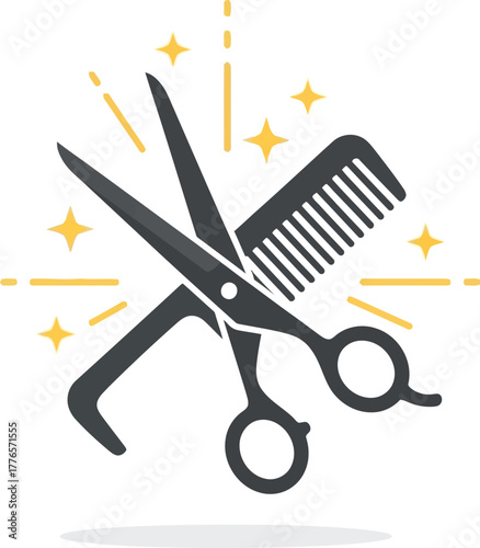 Scissors cut out of paper in a simple vector illustration