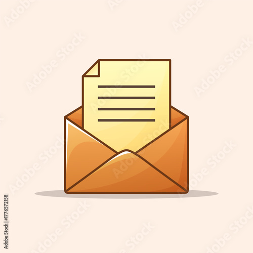 Cute Vector Mail Envelope with Letter Illustration — Email Message Icon for Digital Communication and Business Design