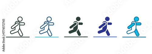 Walking Icon Set Multiple Style Of