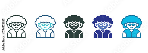 Old Women Icon Set Multiple Style Of