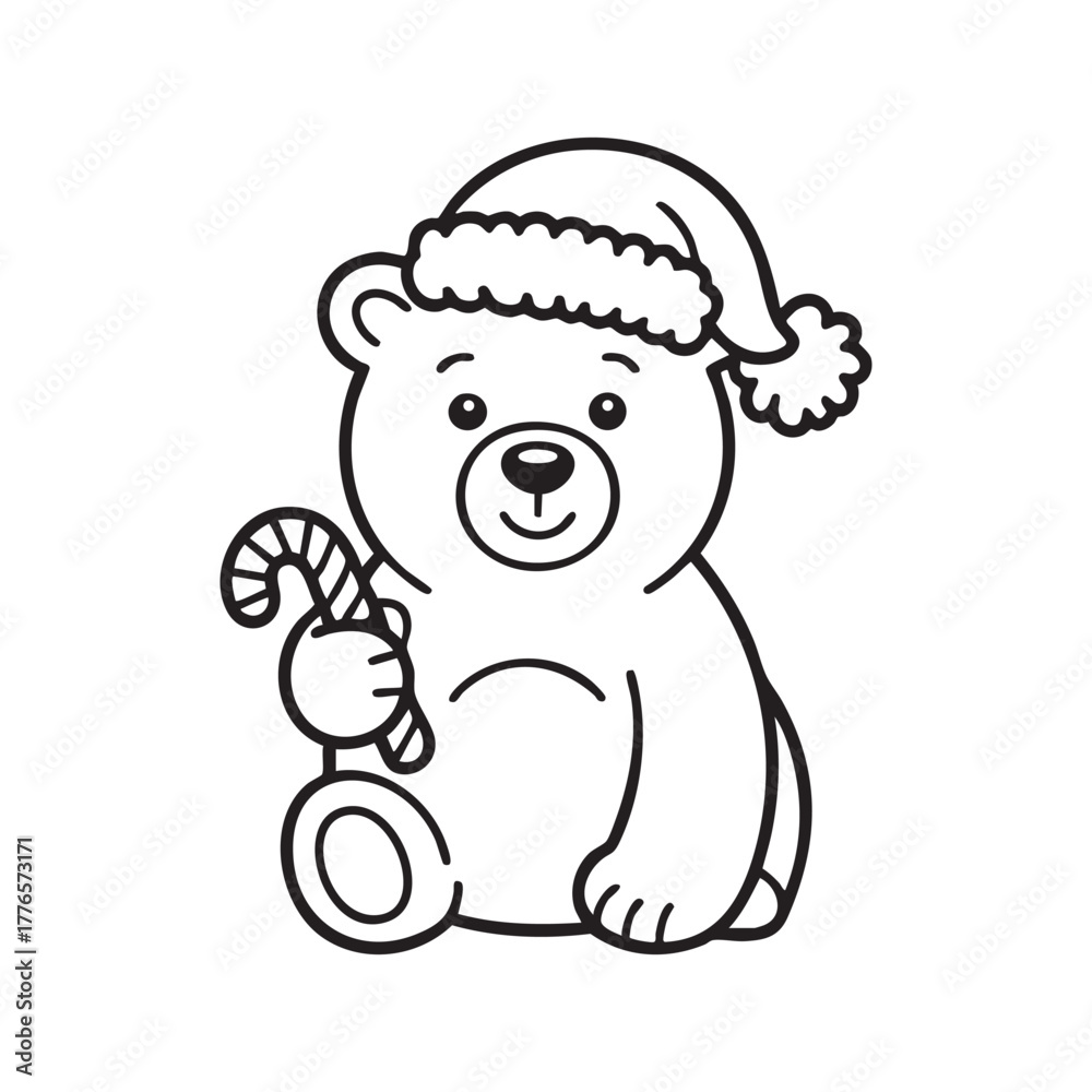 Obraz premium christmas teddy bear. Vector coloring page