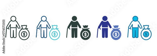 Pensioner Icon Set Multiple Style Of