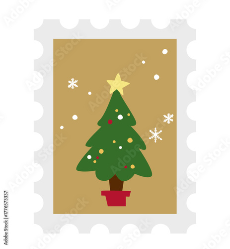 クリスマスツリーの切手イラスト