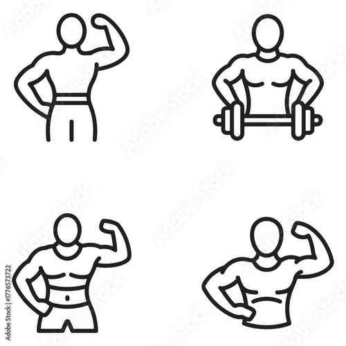 Fitness social media share icon set for fitness influencers silhouette