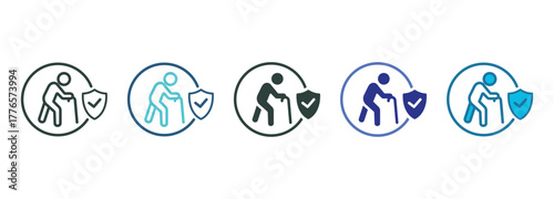 Elderly Protection Icon Set Multiple Style Of