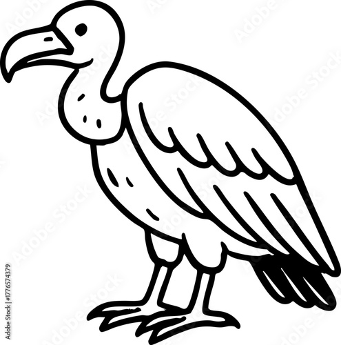 Simple black outline silhouette of a vulture head in vector format.
