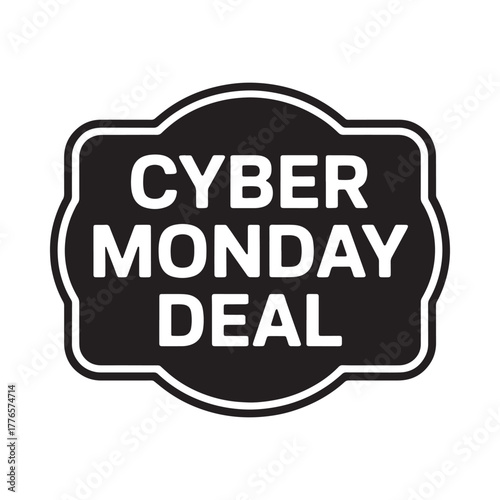 Cyber monday deal black and white sign for online sales promotion
