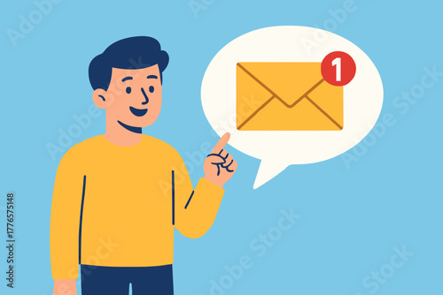 cartoon white bubble with email notice. flat simple style trend modern e-mail logotype graphic design isolated on blue background. concept of you've got mail and full inbox or mailbox symbol