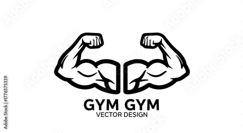 Gym logo flexing bicep muscles and text
