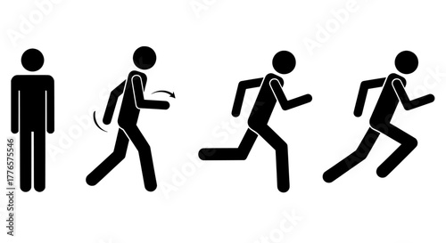 Man in motion sequence silhouette