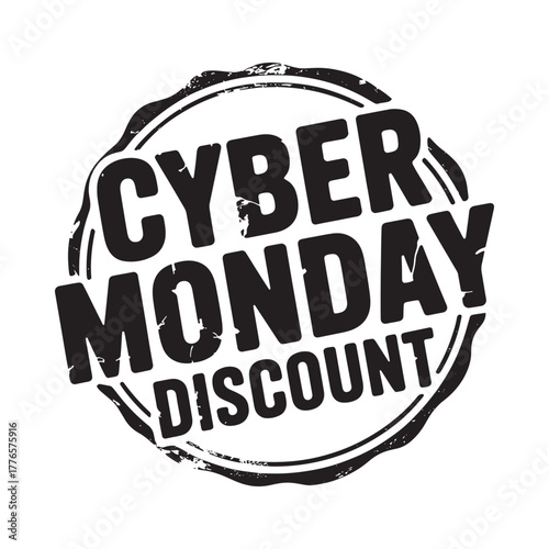 Cyber monday discount stamp grunge style black and white