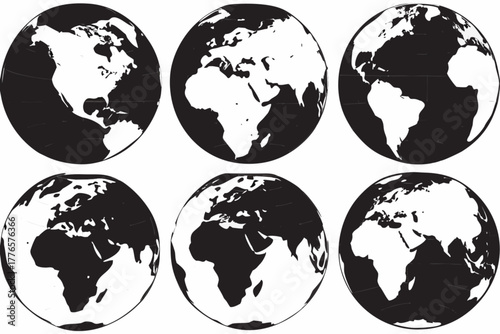Explore global destinations with sleek monochrome world globes perfect for travel and international business themes