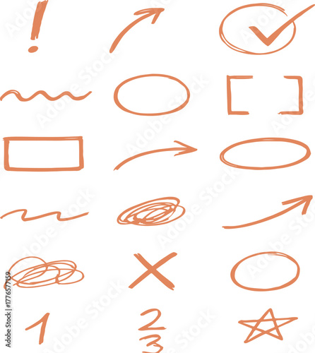 Hand drawn collection of summer beach and ocean vacation elements