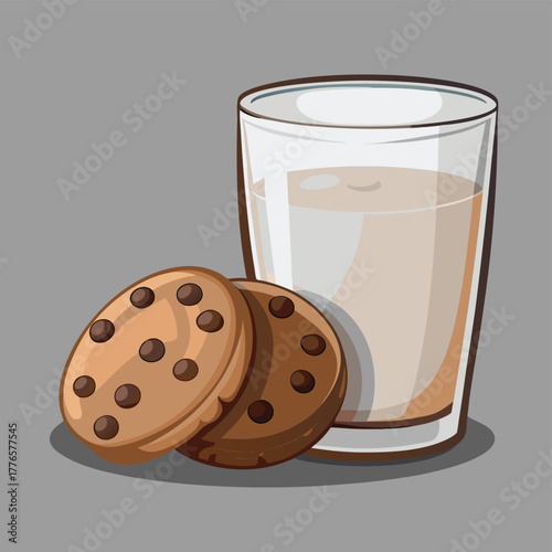 Chocolate chip cookies and a glass of milk