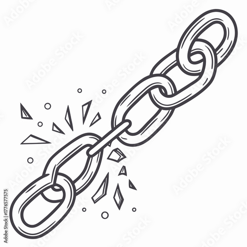 Illustration of a broken chain with a link that has snapped
