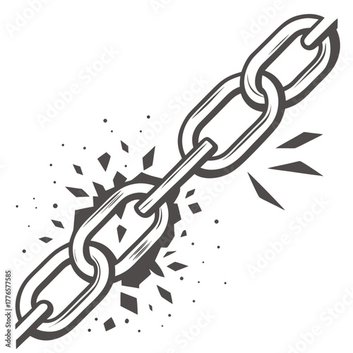 Illustration of a broken chain link, symbolizing weakness and vulnerability