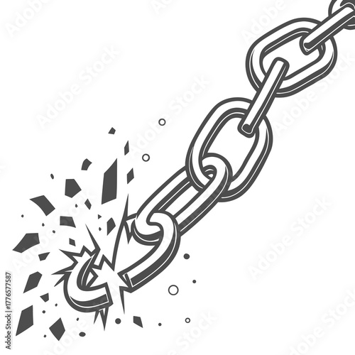 Illustration of a broken chain link, representing fragility and disconnection