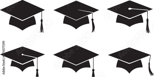 Graduation cap pattern, academic success symbol, higher education