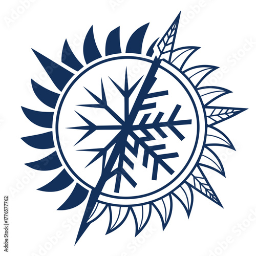 Sun and snowflake symbol representing hot and cold temperatures