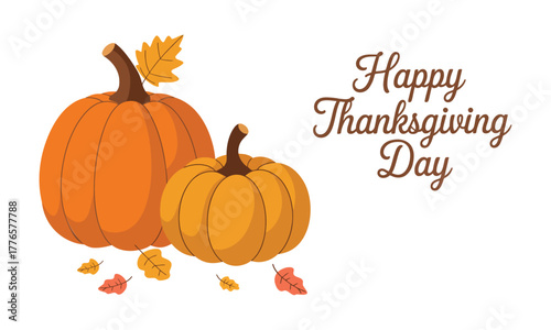 Festive Thanksgiving Greeting with Pumpkins and Autumn Leaves to Celebrate a Special Day of Gratitude and Family Gathering during Harvest Season