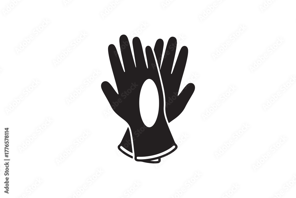 Fototapeta premium Black and white glove silhouette icon Pair of gloves minimalist vector design