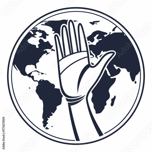 Hand over world map, symbolizing global unity and cooperation for a better future