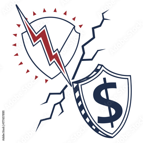 Shields clashing, representing financial risk, protection, and security